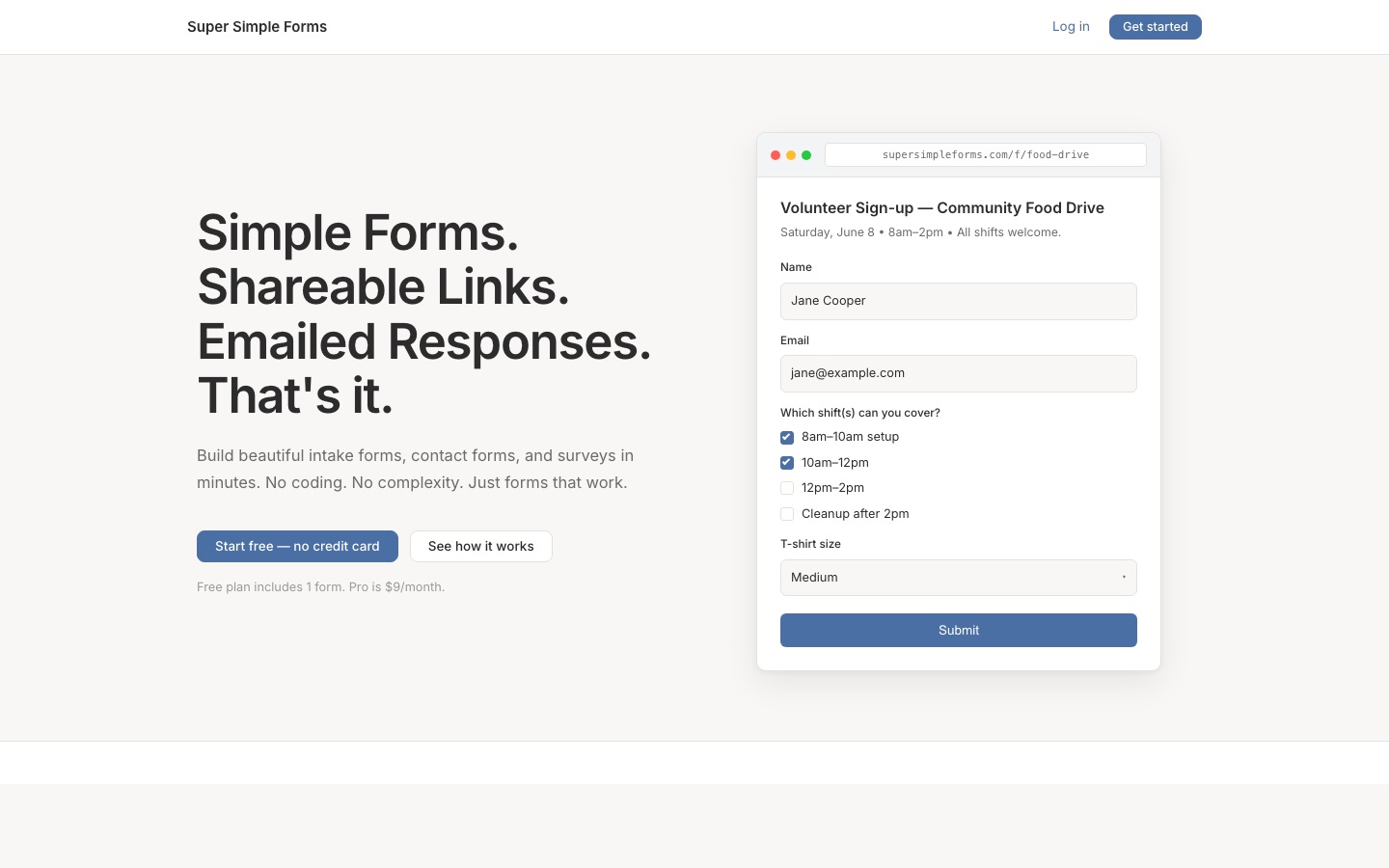 Super Simple Forms at supersimpleforms.com